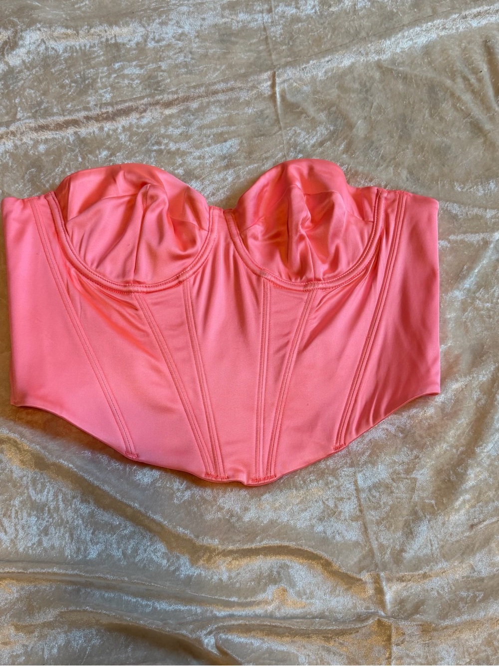 White Fox Boutique Pink Satin Corset Bustier Top XL